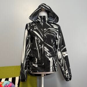 Nike Shield Black White Full Zip Running Windbreaker Jacket XS
